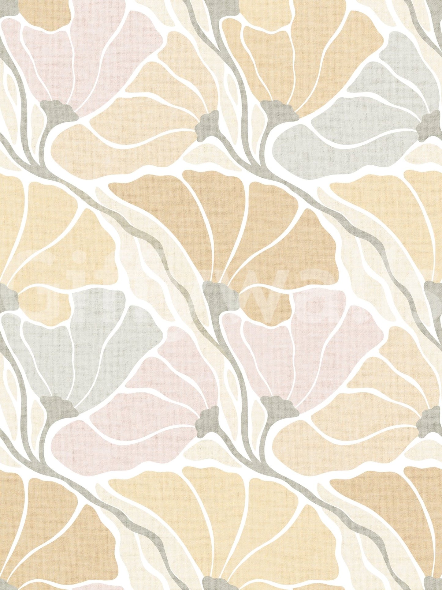 Art Nouveau Botanica Fan Flow - Earthy Tones Wallpaper