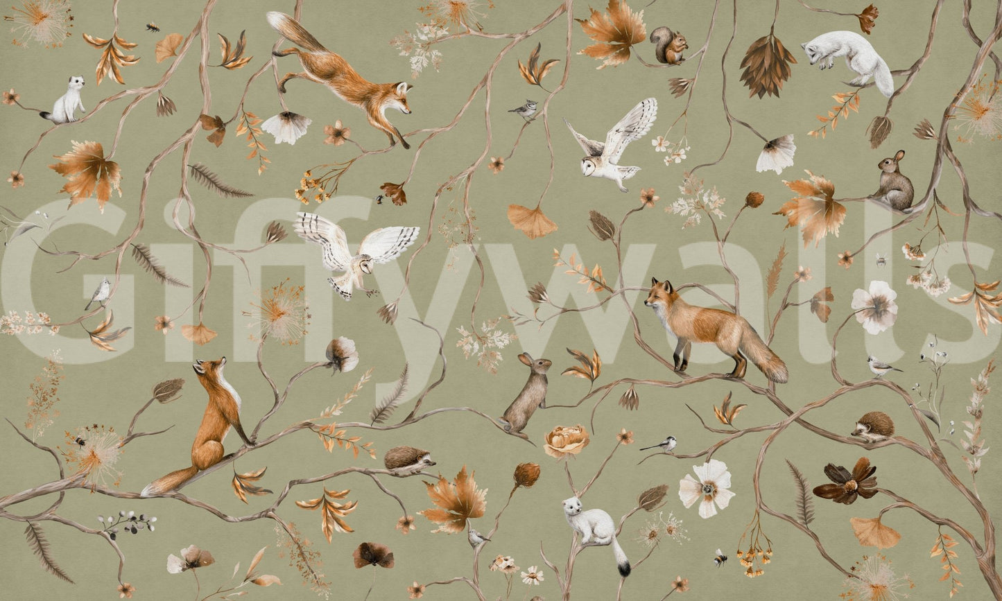 Calming autumnal tones of the Autumn Arbor Wall Mural.