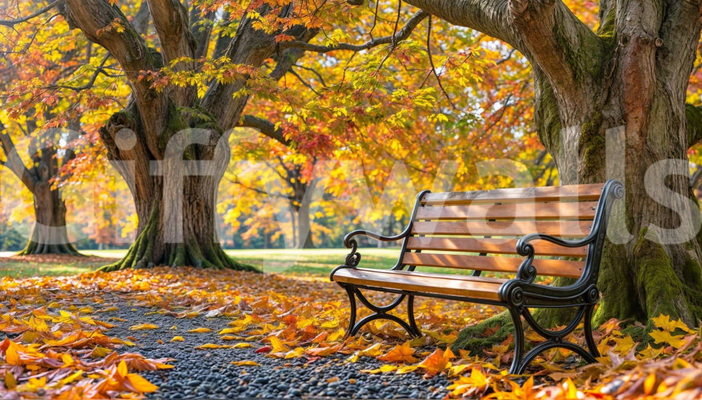 Autumn Serenity wall mural in a bright creative workspace.