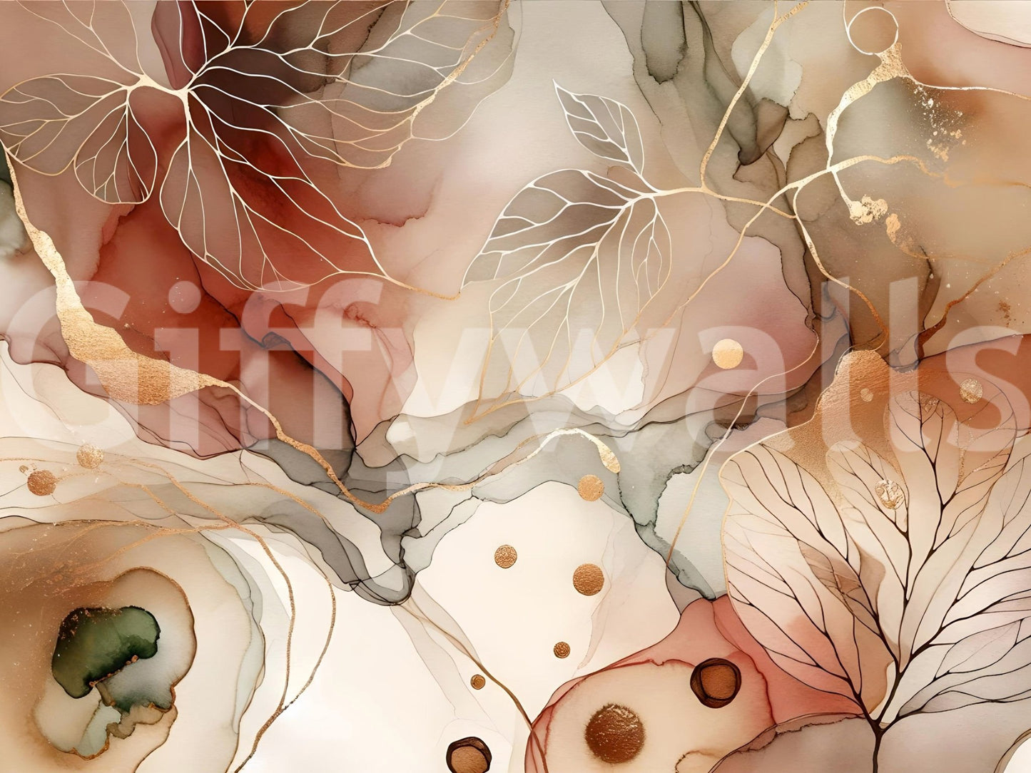 Rustic autumn forest wall mural art.