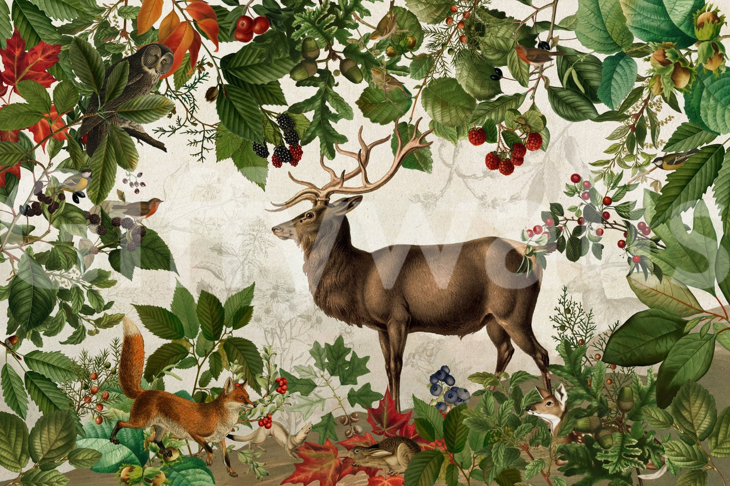Elegant autumnal mural bringing warmth to spaces.