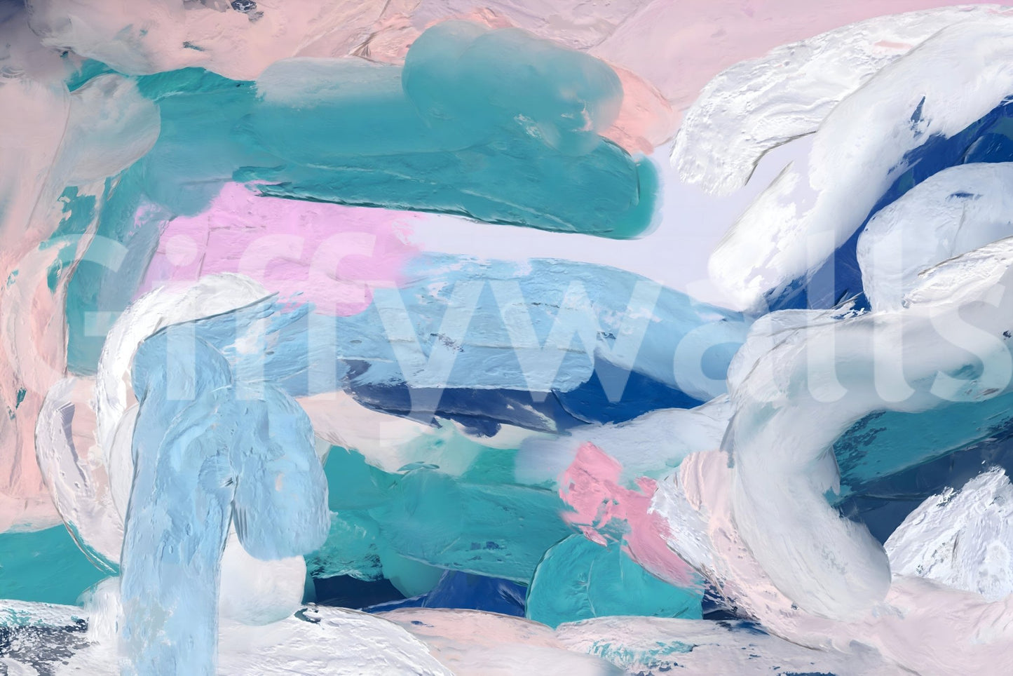 Bold cerulean pigments within Azure Strokes wallpaper mural., GD7467