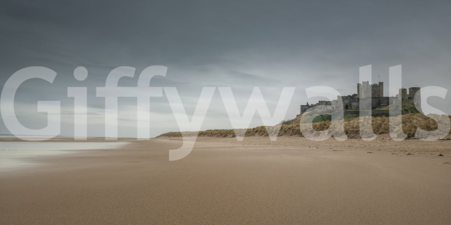 Iconic Bamburgh Castle wall art old castle structure interior backdrop.