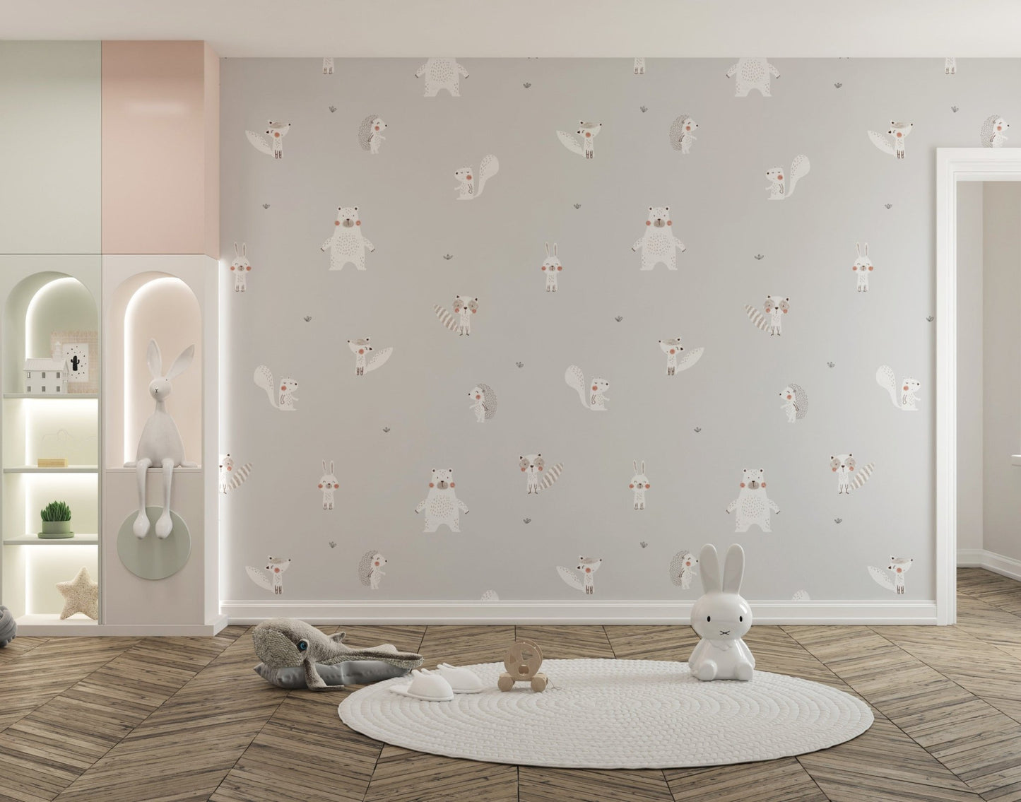 Gentle cream baby forest mural for interiors MM09