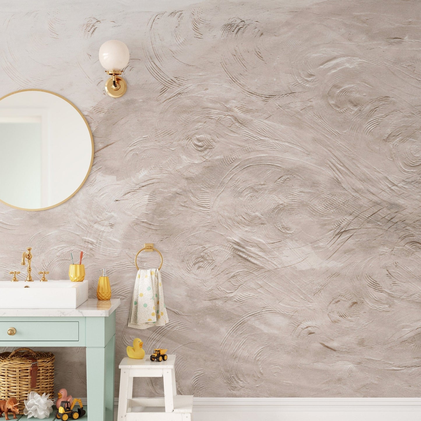 Beige abstract swirl wall pattern