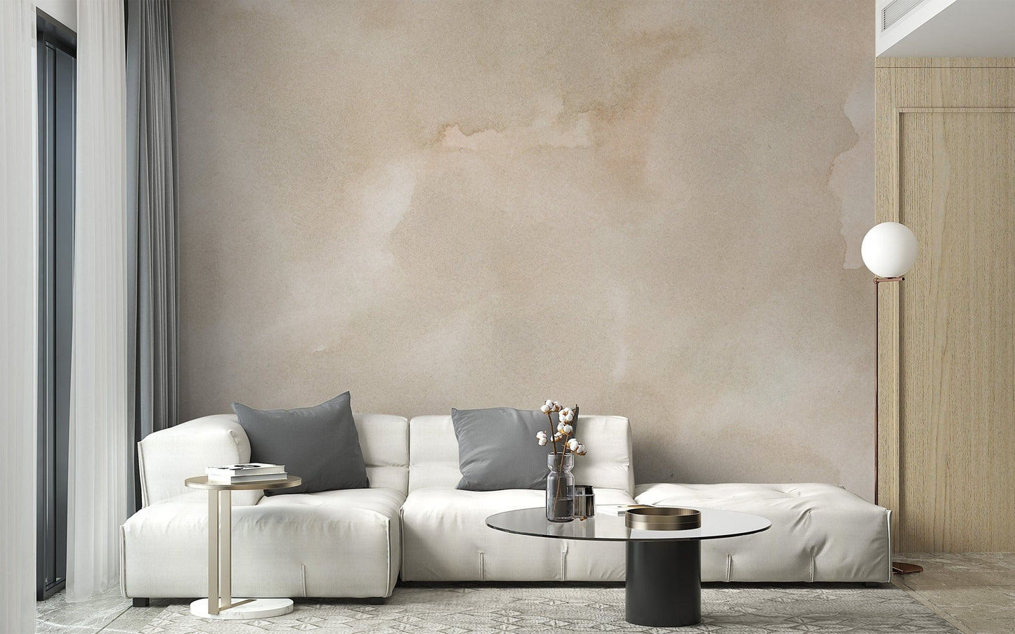 Modern Abstract Beige Wall Mural Design