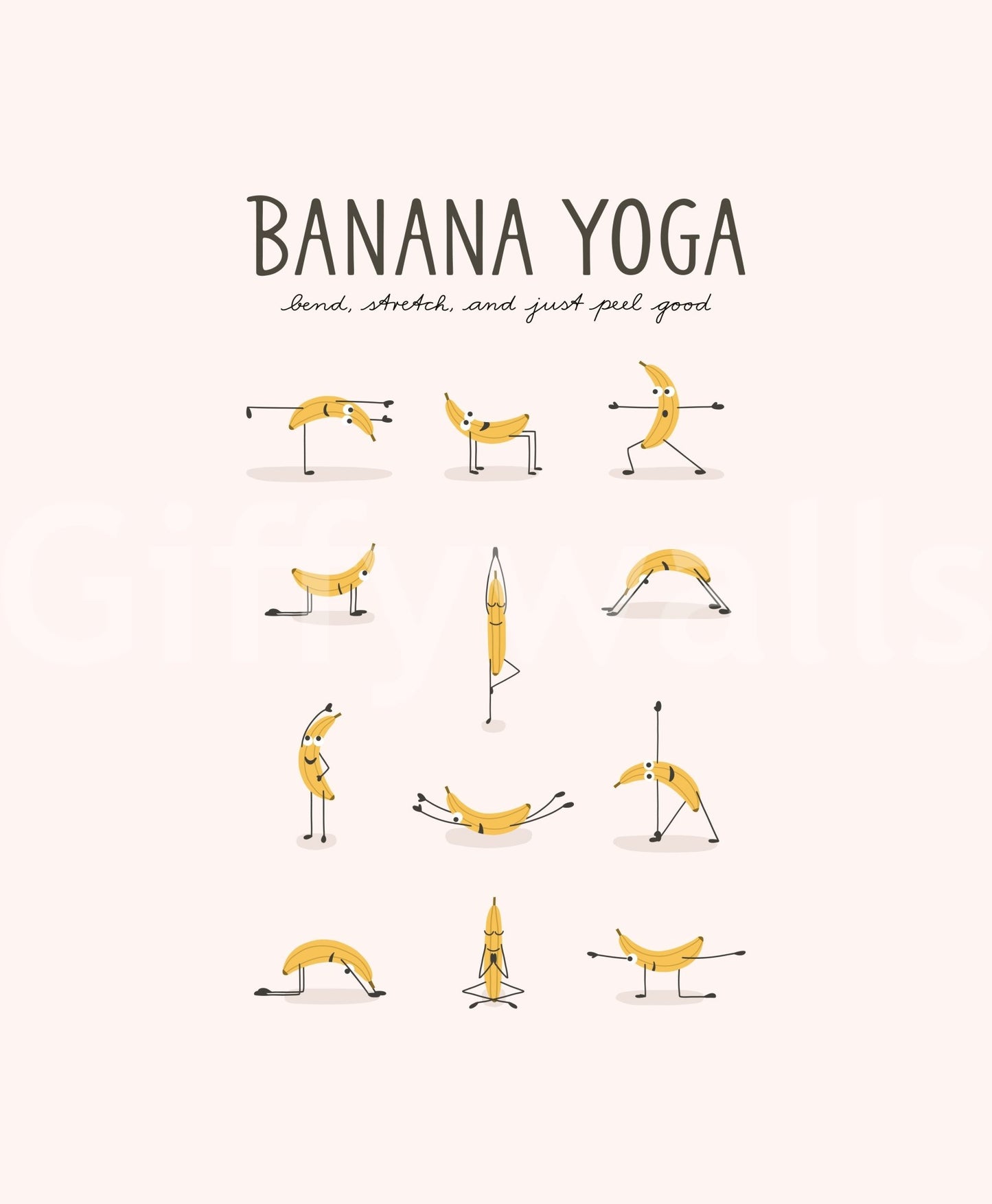 Cheerful banana yoga design for creative rooms