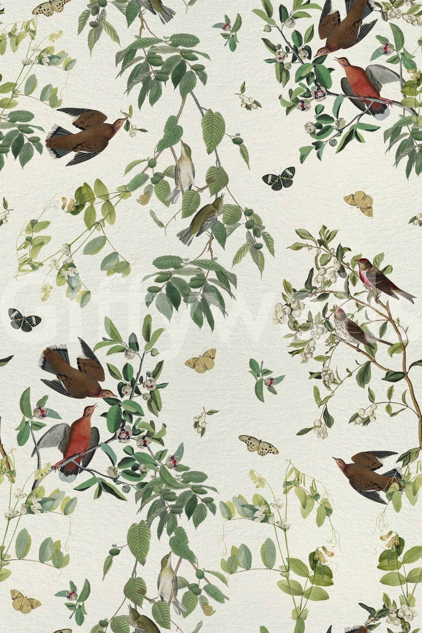 Olive green mural wallpaper for cozy corners