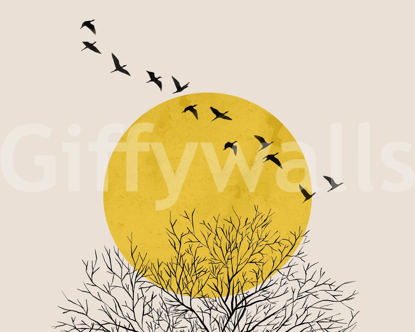 High-quality Birds at Sunrise wallpaper for a luxury suite décor.