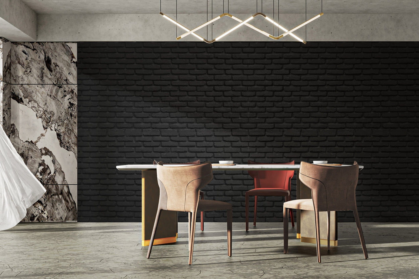 Sophisticated black brick mural wallpaper for homes