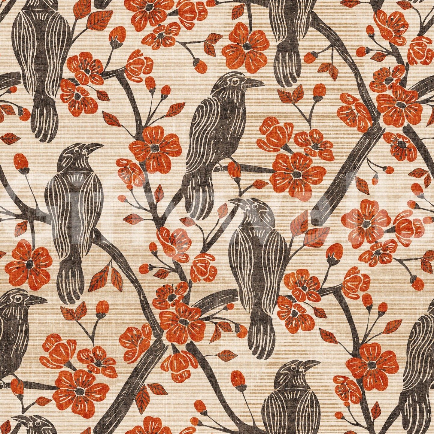 A detail of the bohemian floral pattern in the design.