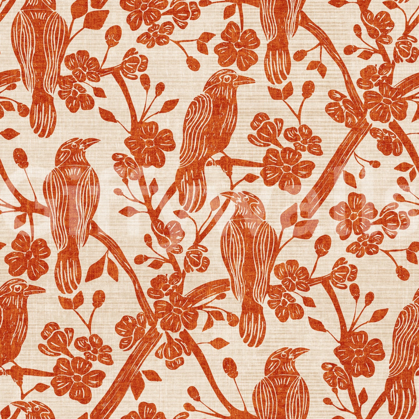 A detail of the bohemian floral pattern in the design.