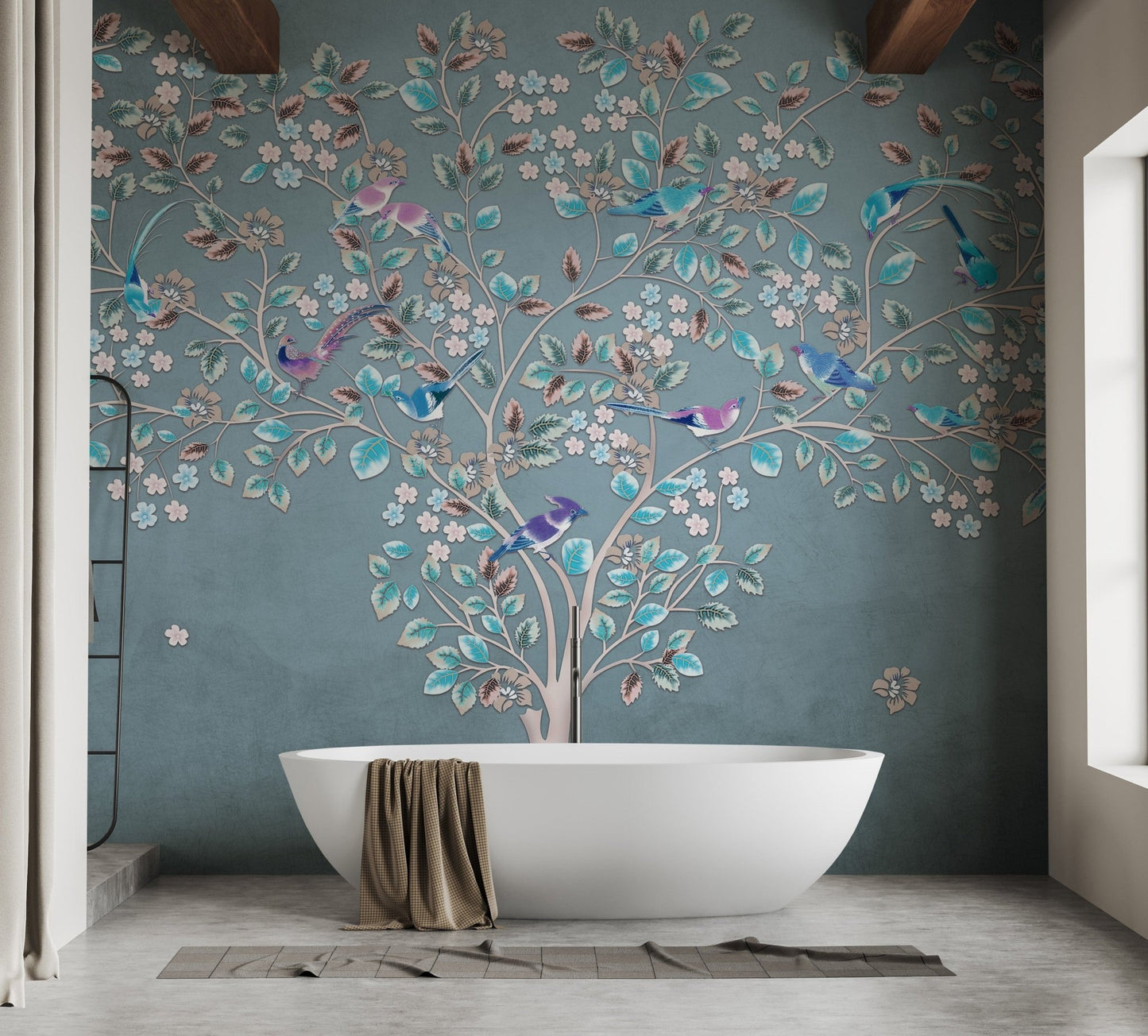 Lush blue and green leaf design B162