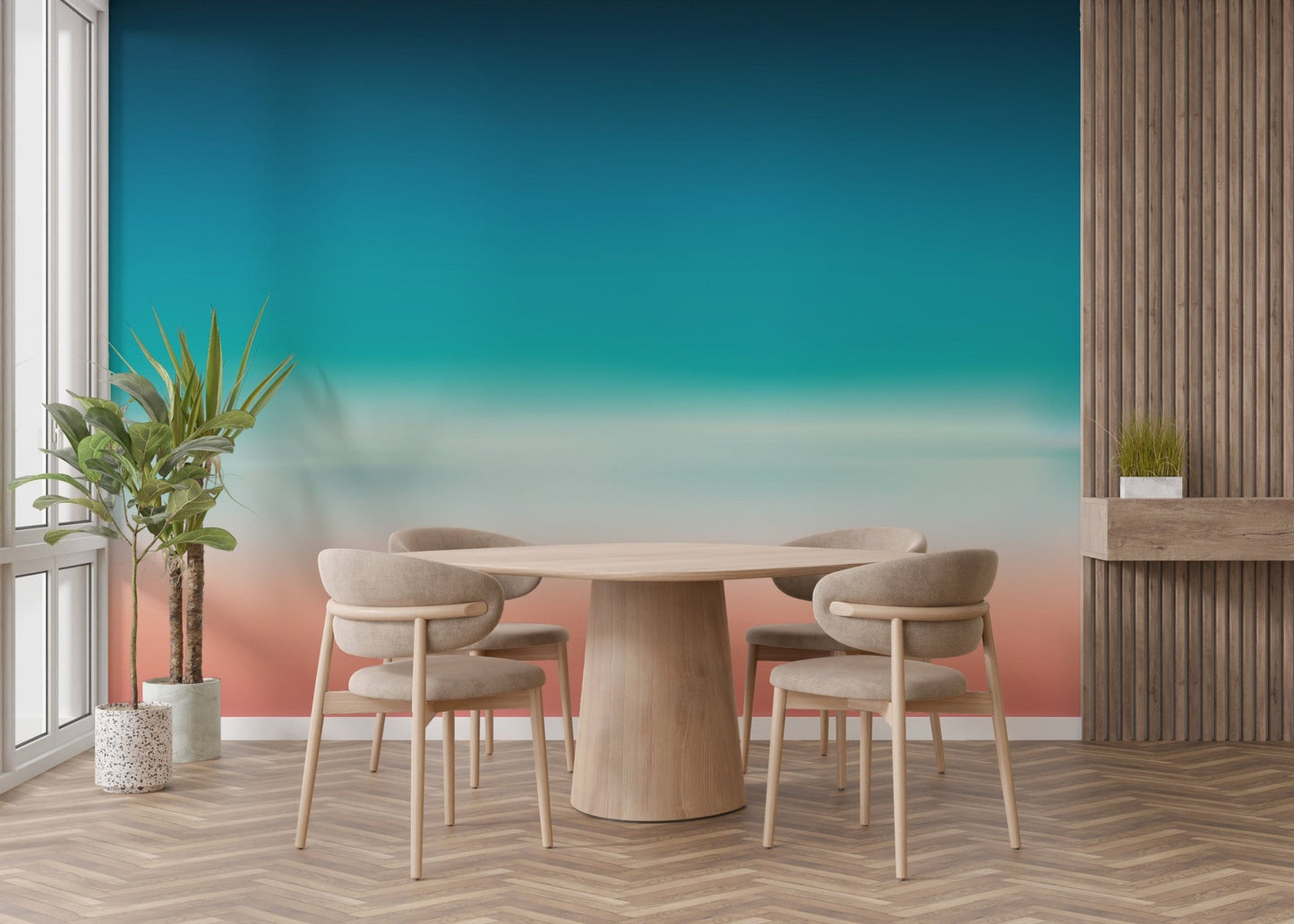 Blue and Pink Blurred Sea Ombre Wallpaper Mural - Giffywalls A248