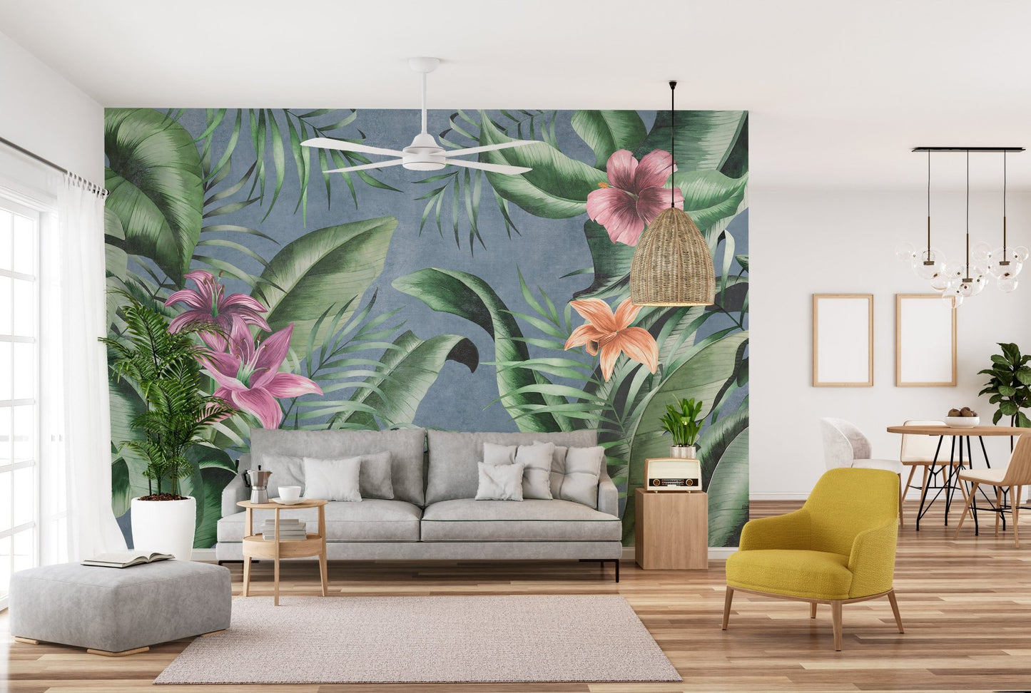 Botanical leaves wall covering