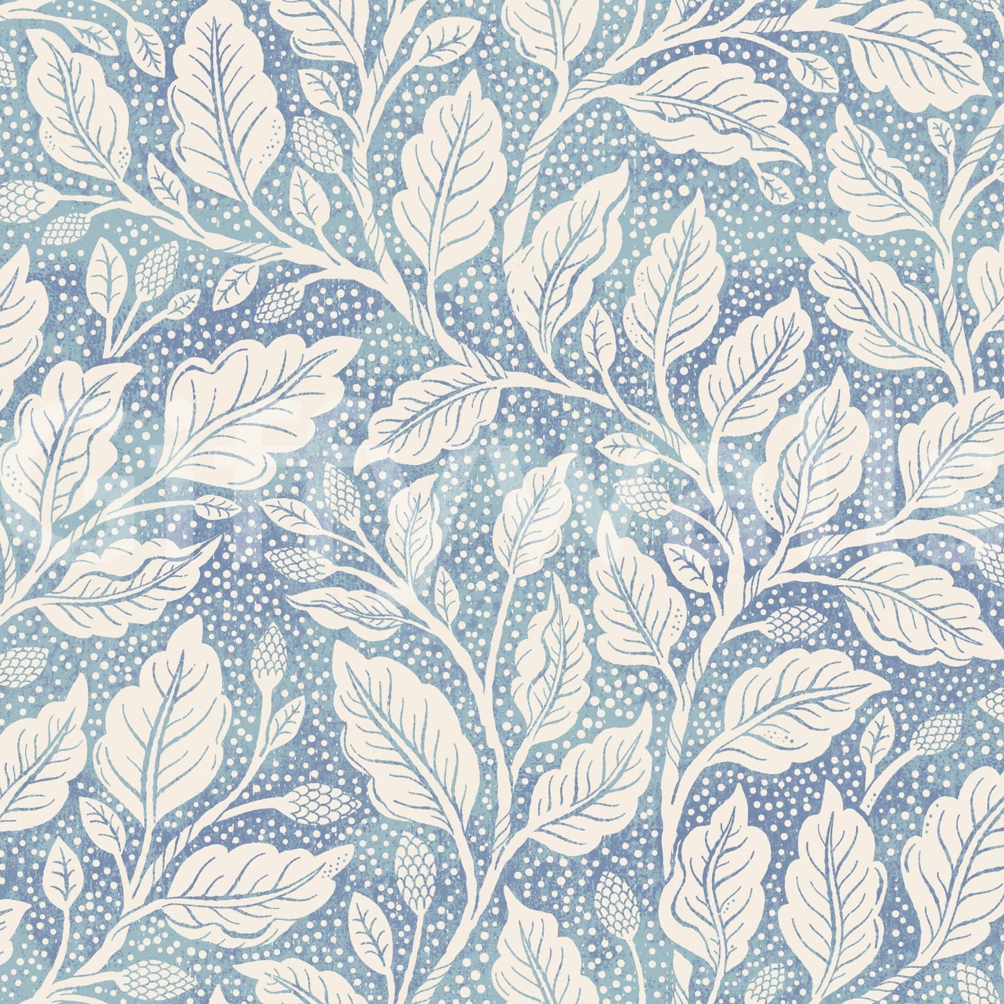 Nature-inspired blue budding branches wallpaper