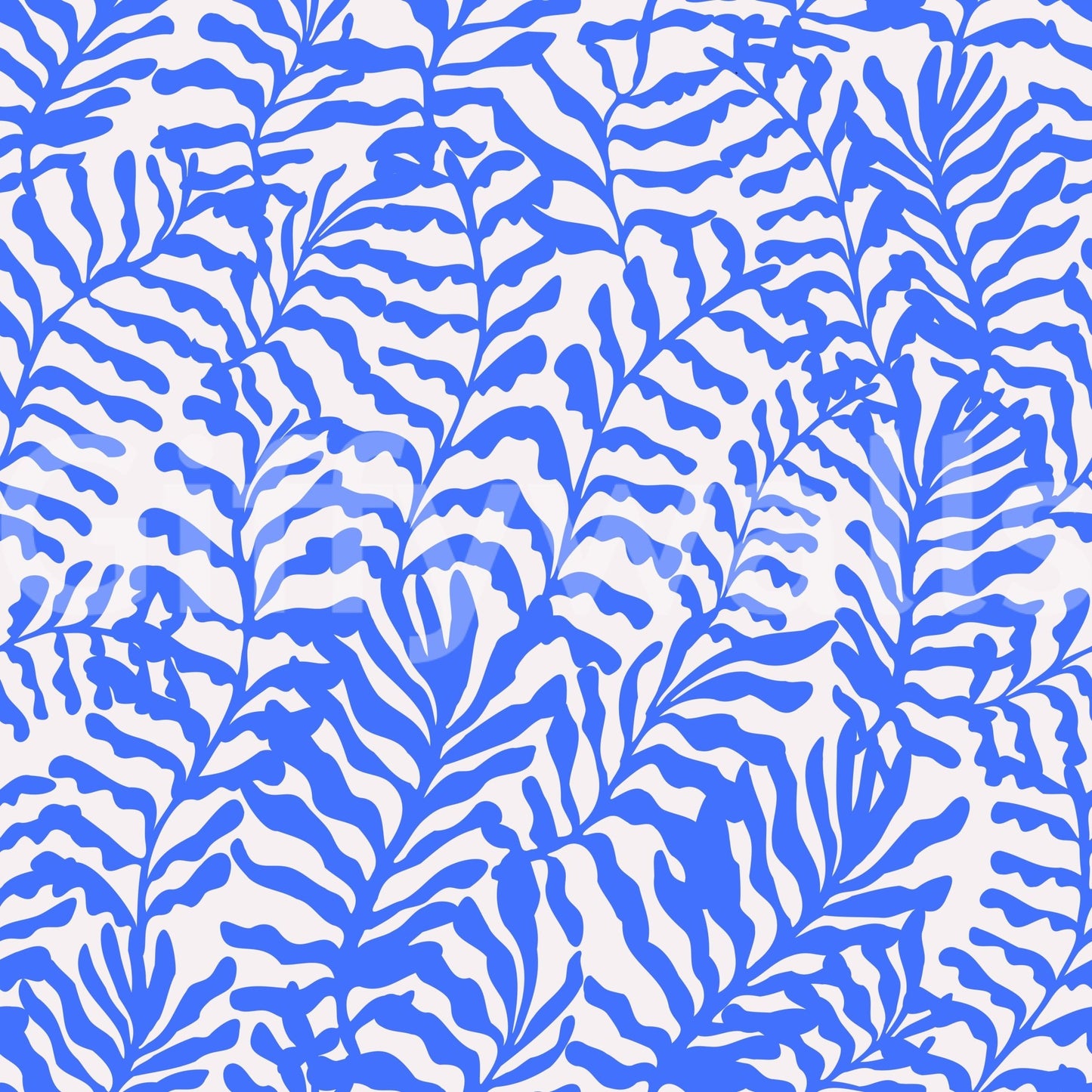 Playful blue leaf wallpaper.