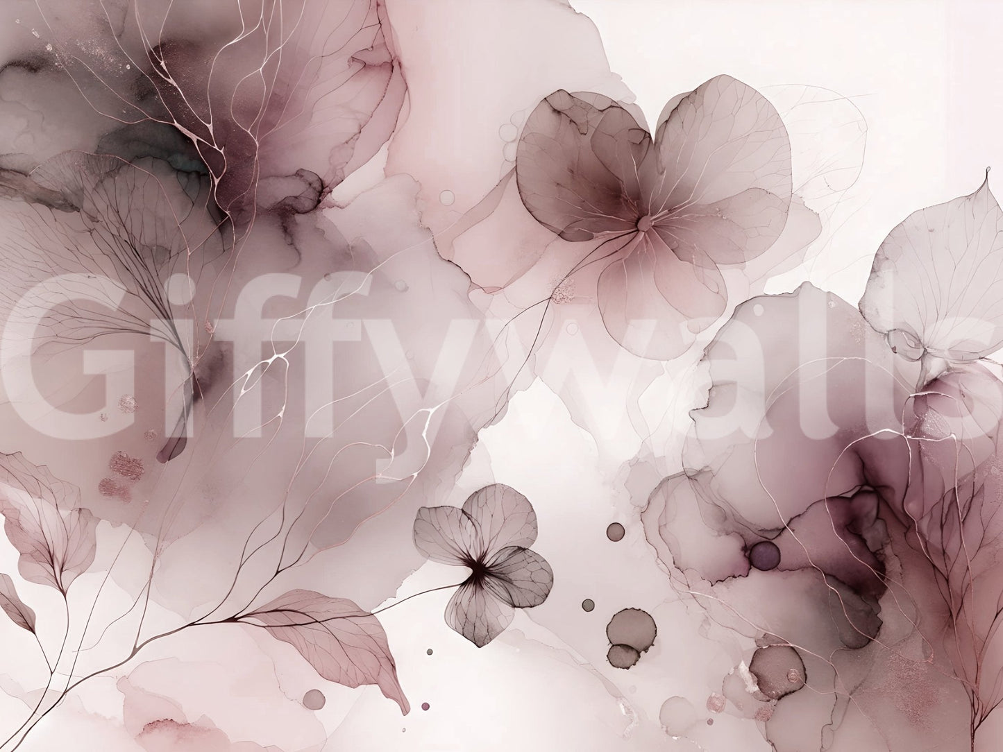 Vibrant botanical wall mural with a blush backdrop