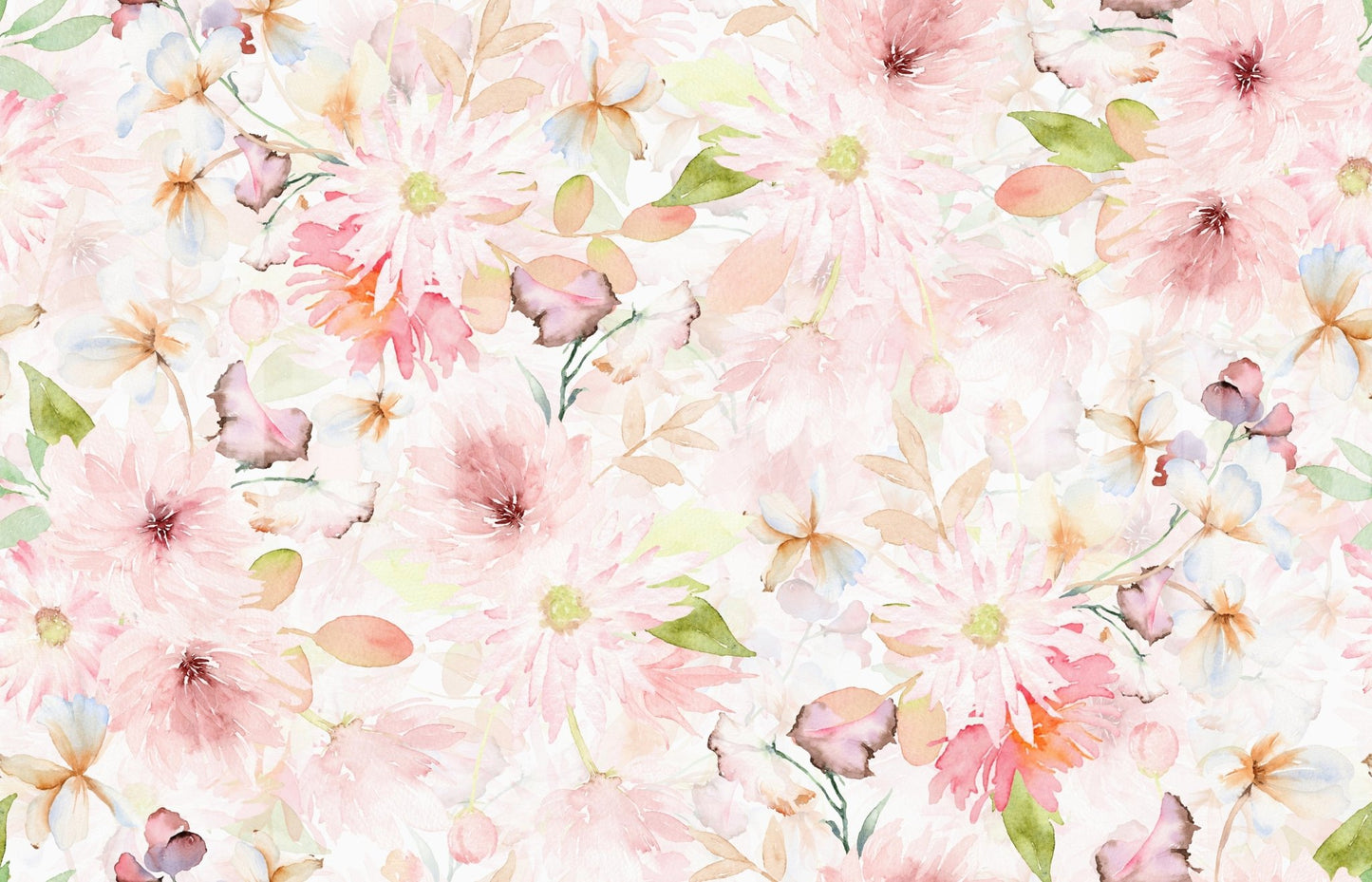Blush Watercolor Blooms Wallpaper