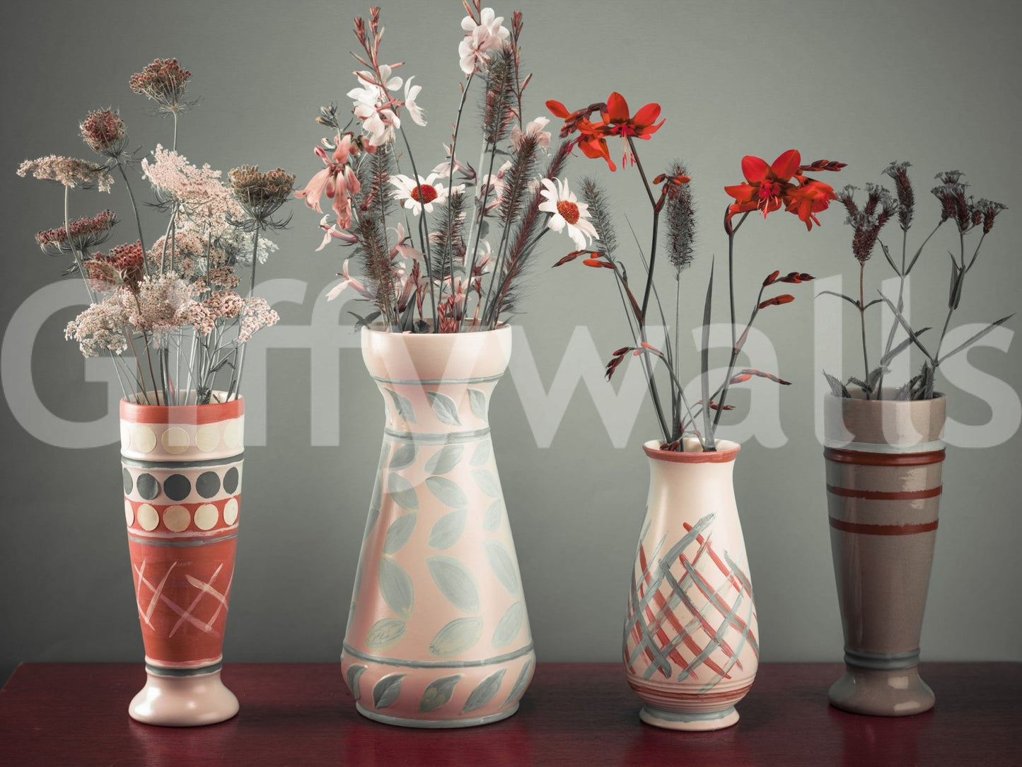 Eclectic vases Bohemian Floral Collection unique artistic wall decor.