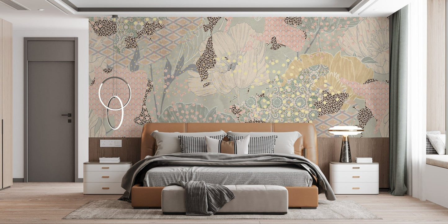 Chic boho-style wall mural with elegance A409