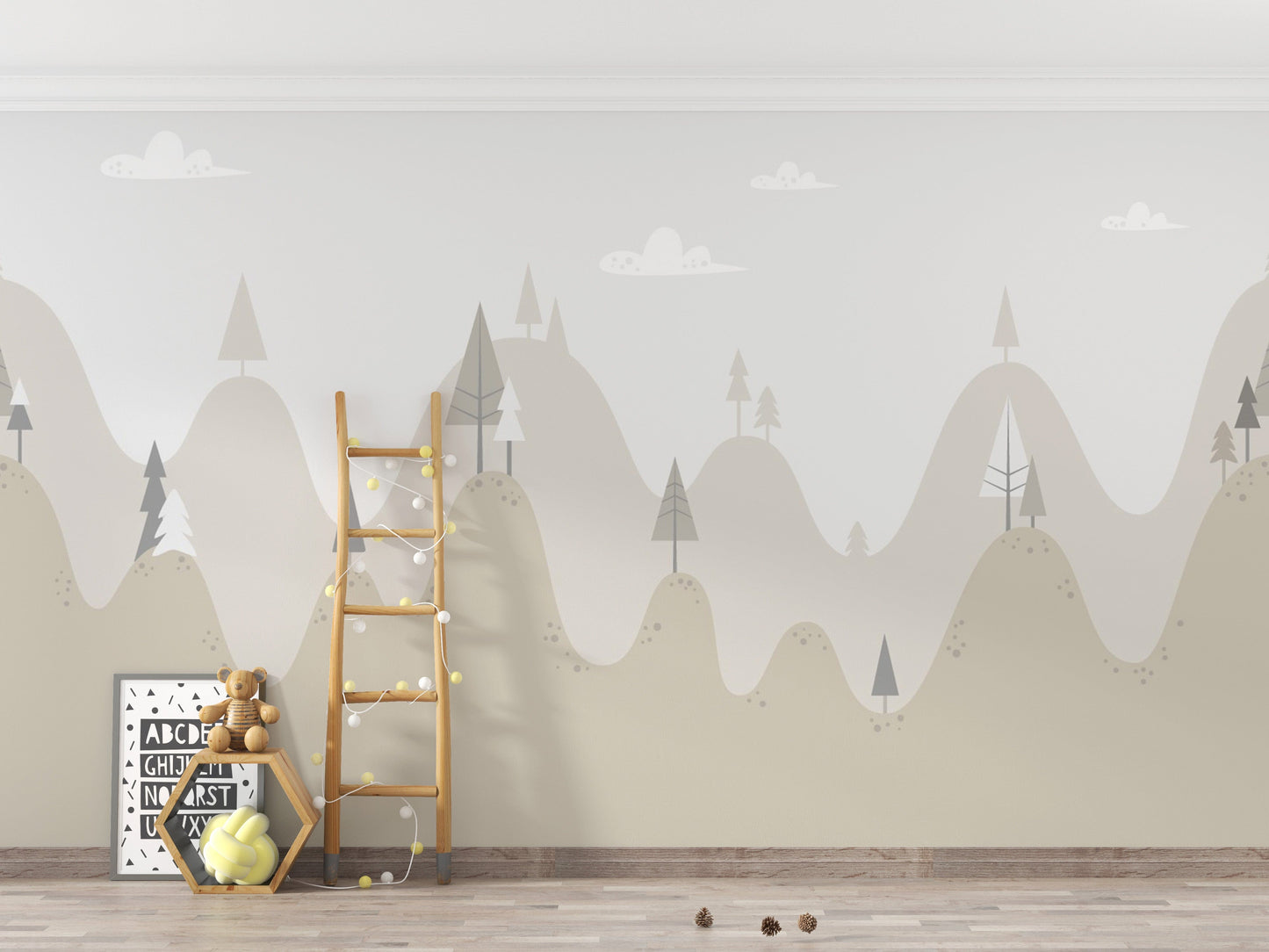 Scenic mountain wallpaper with trees