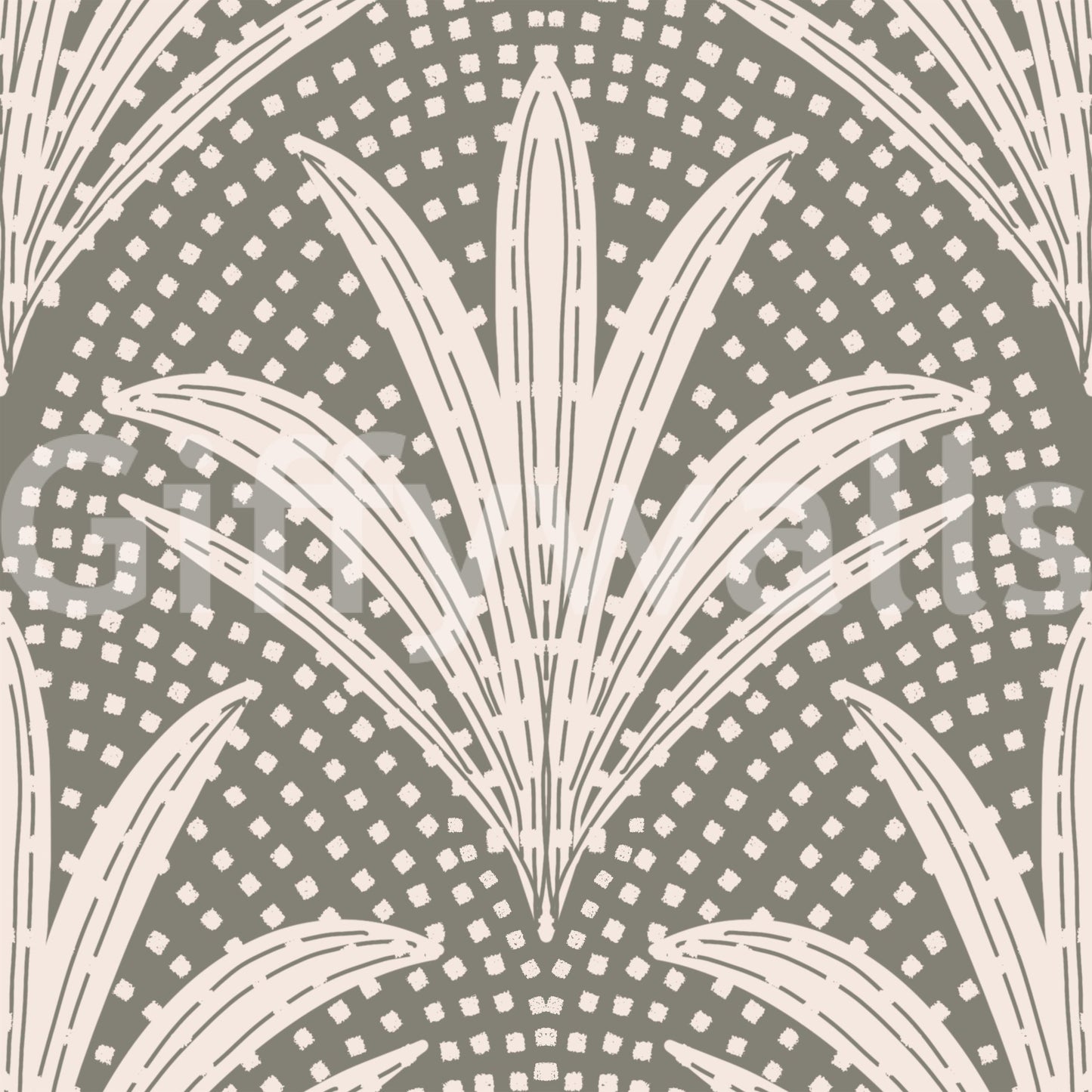 Palm leaf boho wallpaper muted grey shade