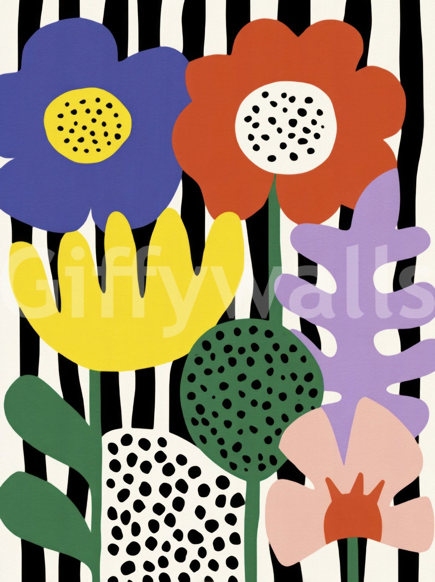 Contemporary mural featuring abstract floral explosion, GD2140