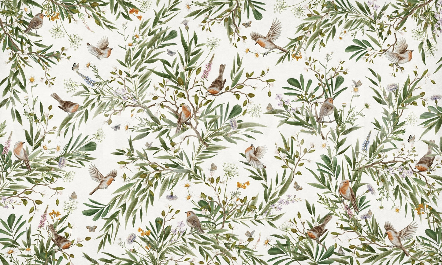 Bird of paradise motif in the Botanical Aviary Wall Mural.