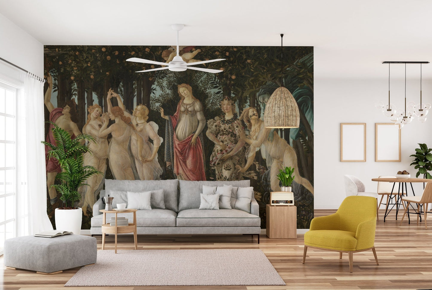 Renaissance-inspired mural of Botticelli’s Primavera garden. B639