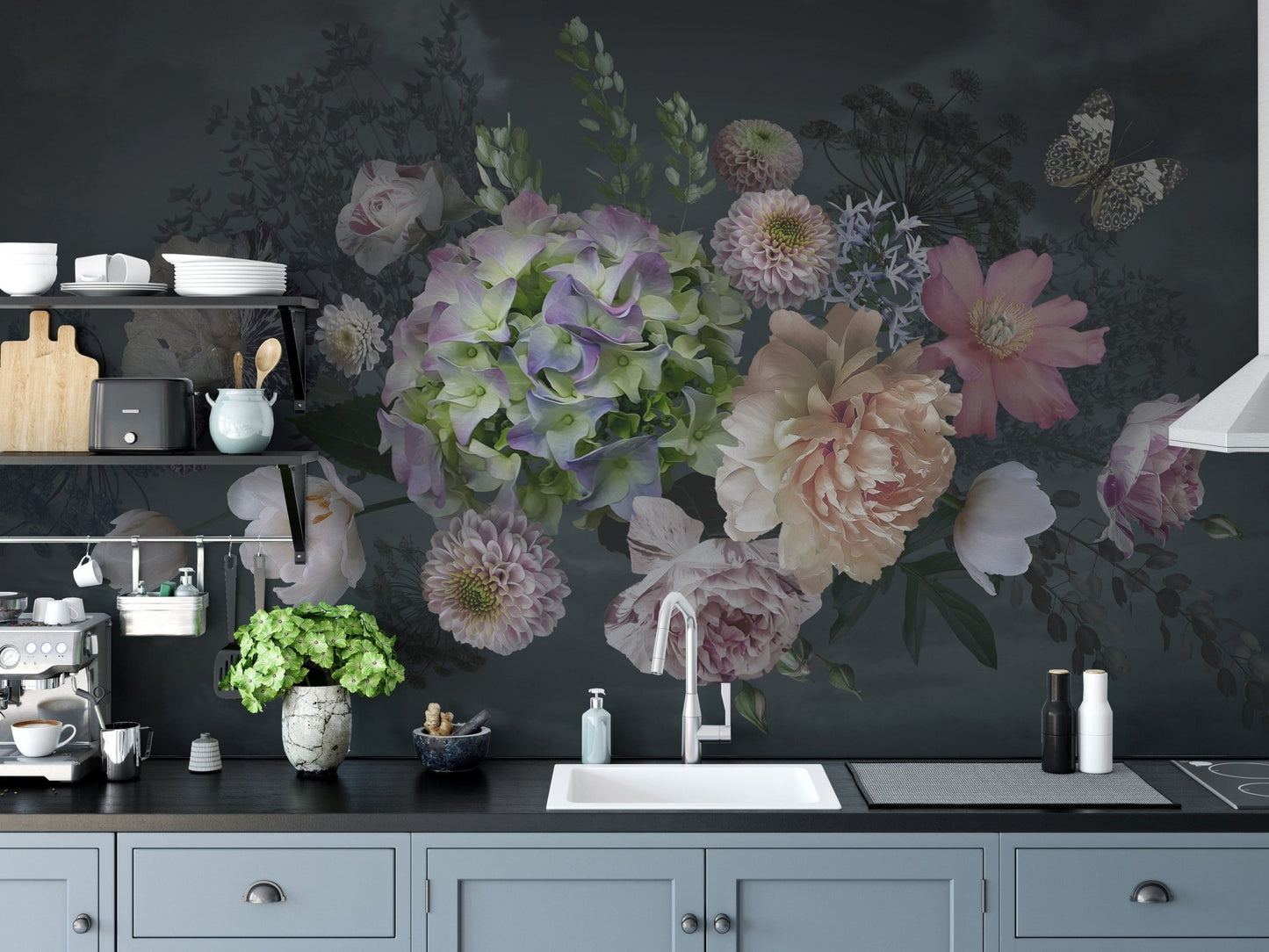 peonies peel & stick wallpaper A871