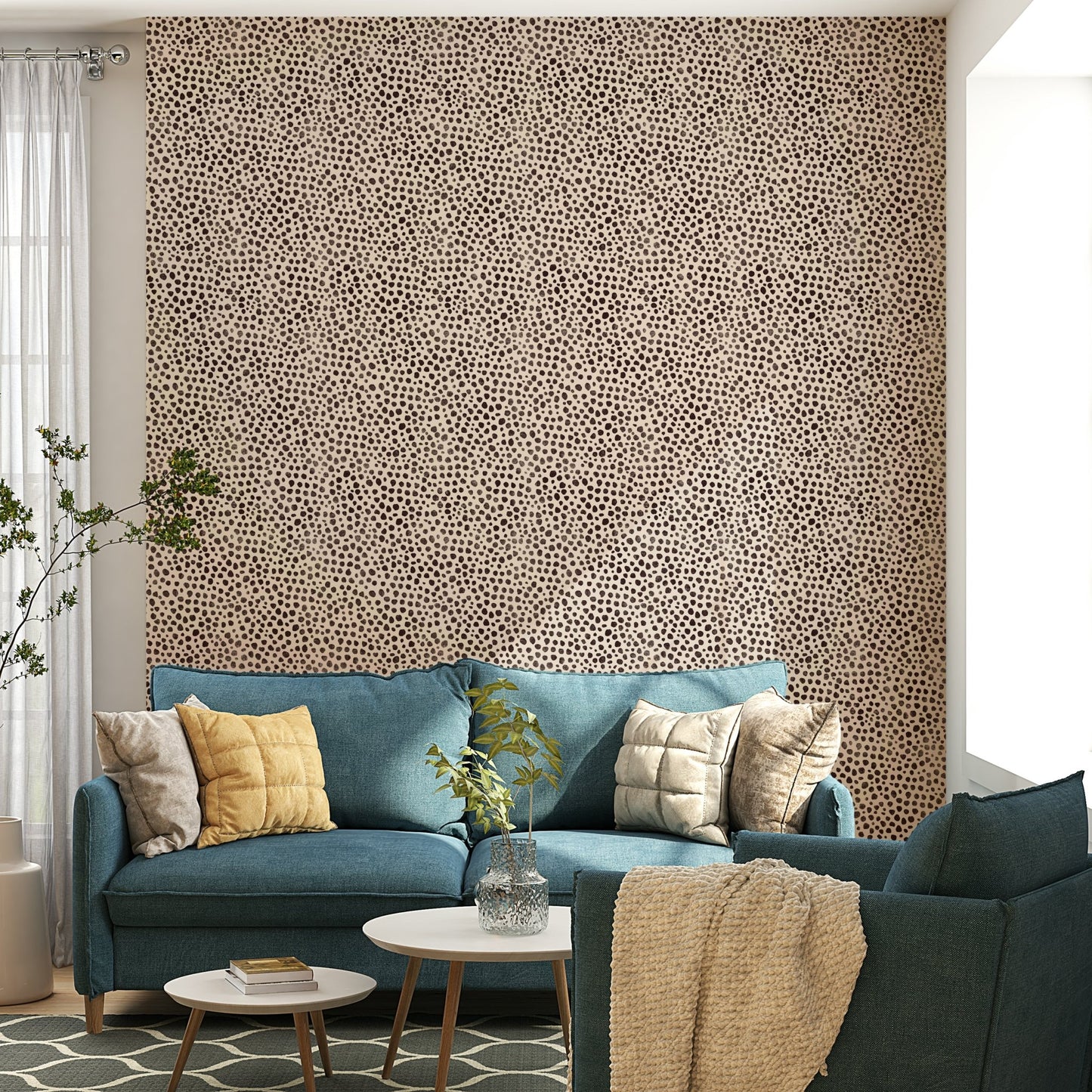 Cozy jungle-themed wallpaper design close-up