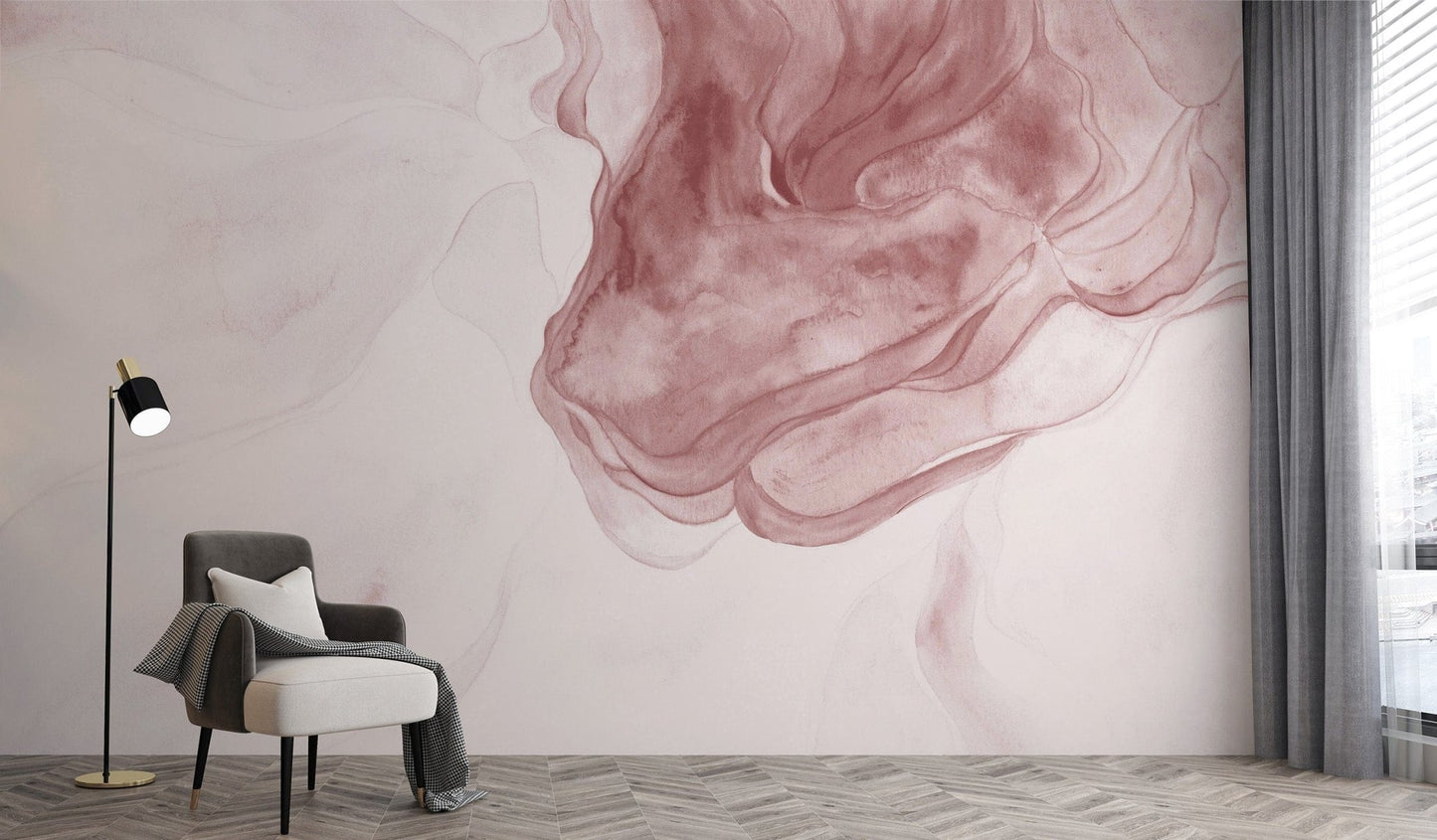 Minimalist abstract mural in earthy brown shades C509