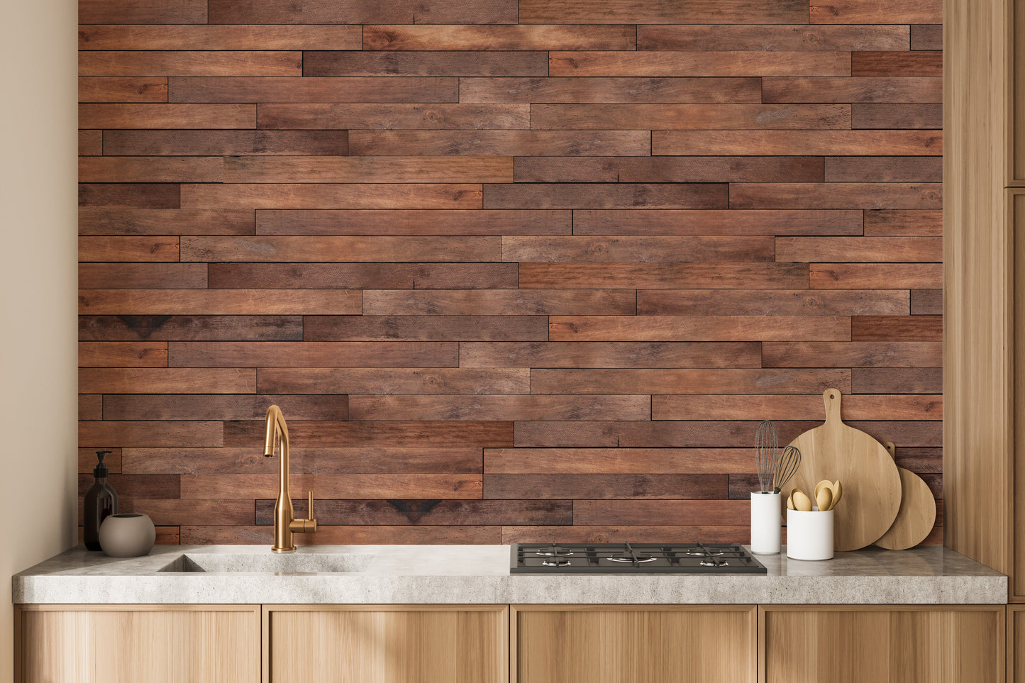 Natural wooden panel wallpaper for stylish interiors