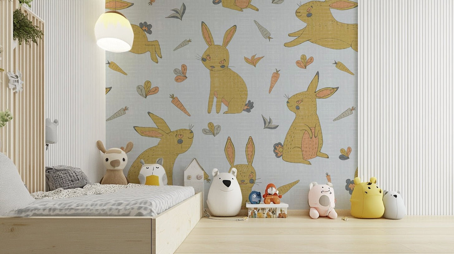 Sweet bunny wallpaper mural design