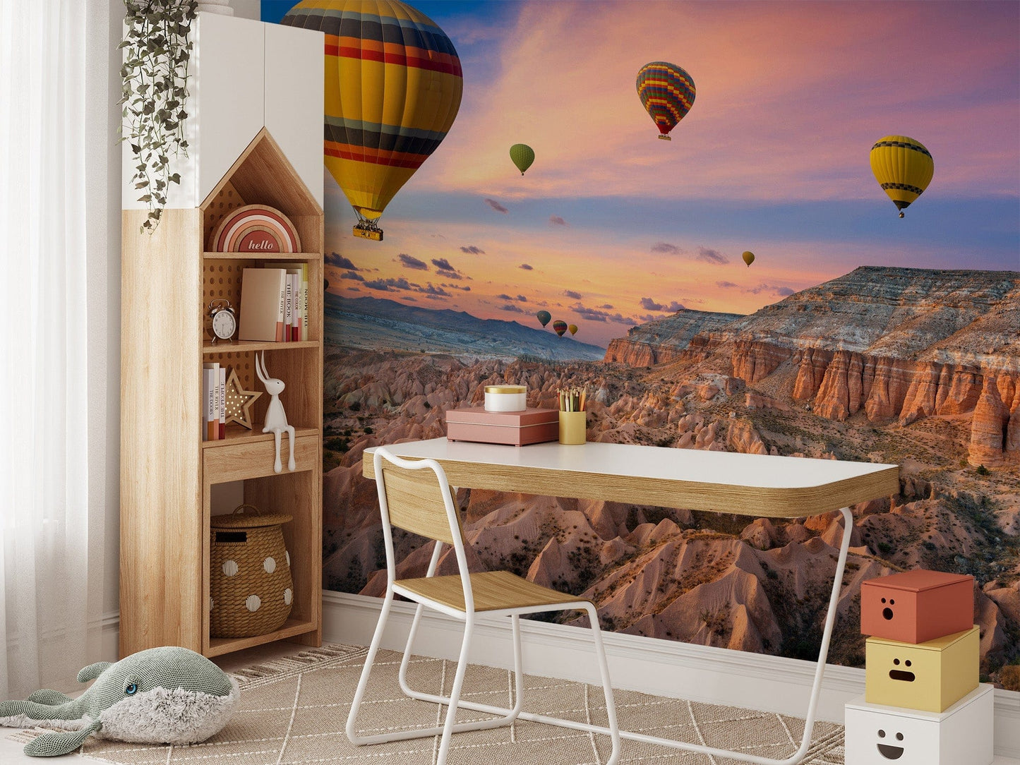 Dreamy Cappadocia mural for a cozy nursery