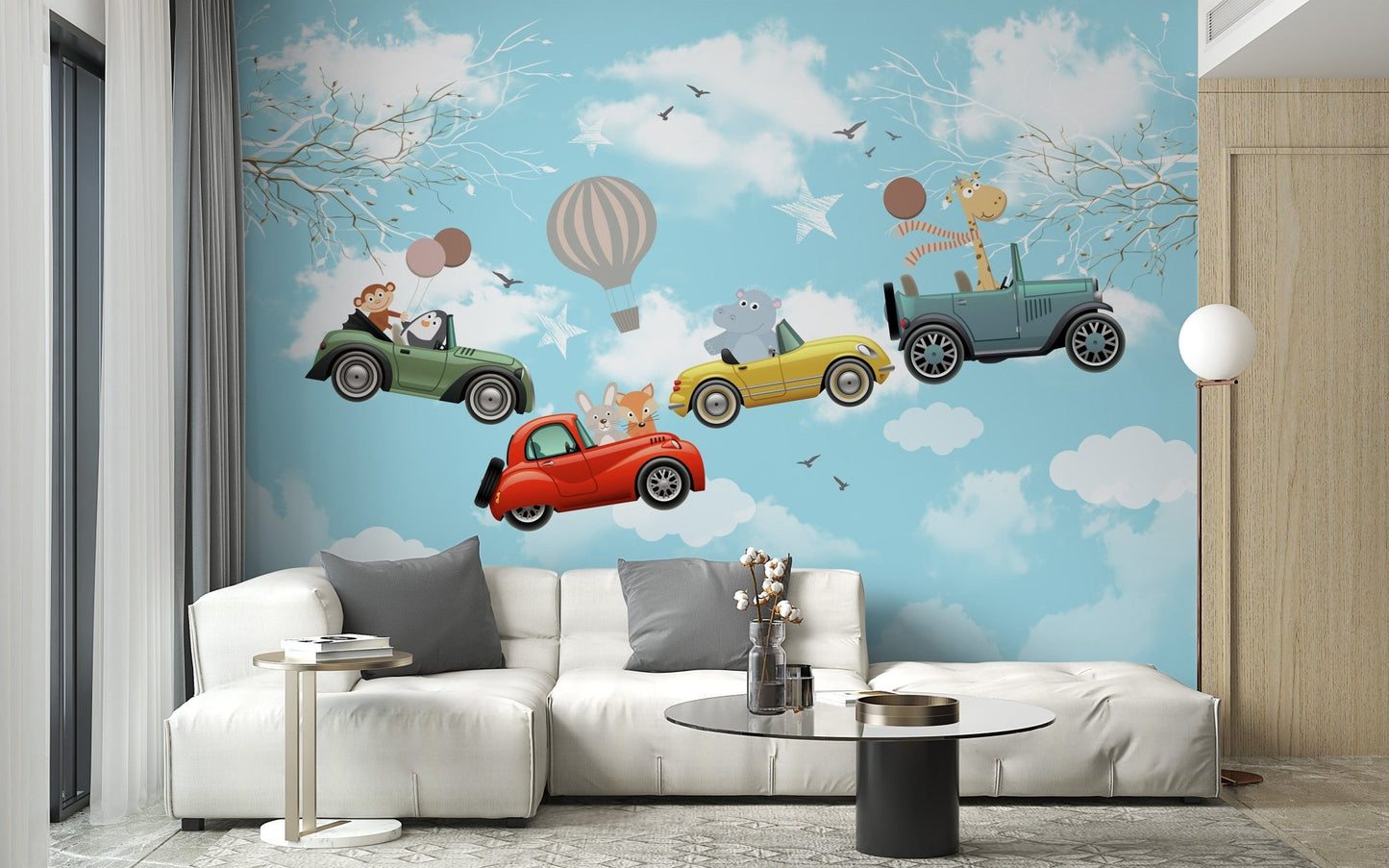 Cartoon Animals in the sky wallpaper mural - Giffywalls A604