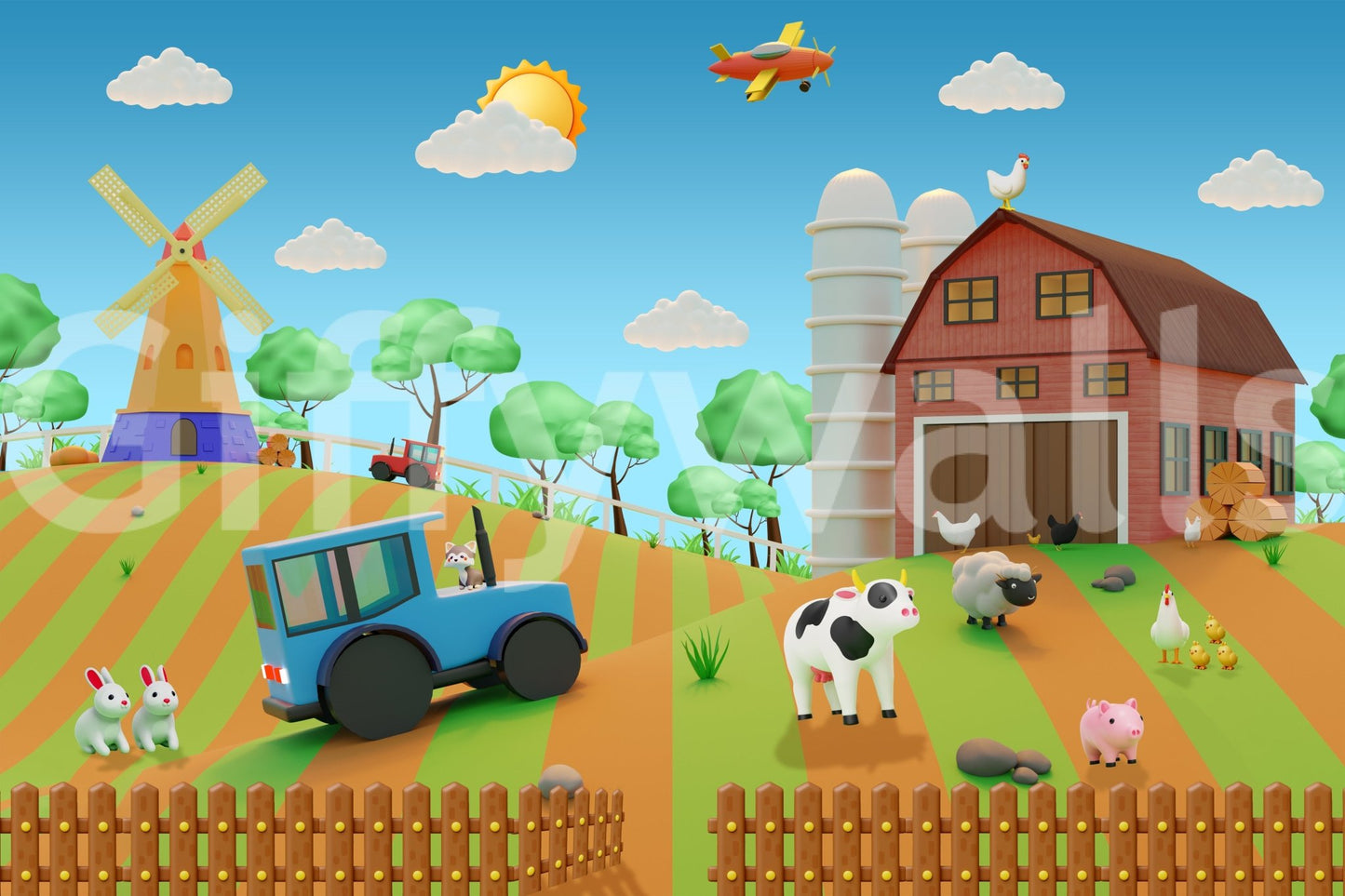 Cartoon Farm Fun Wall Mural