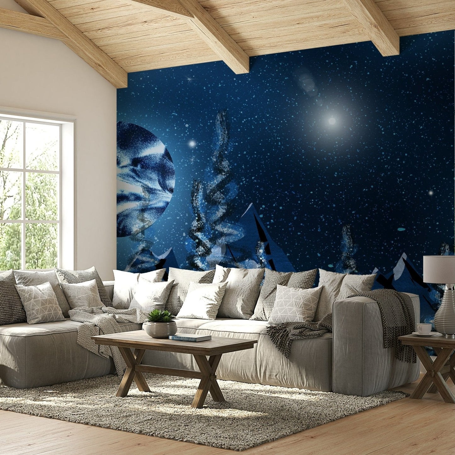 Wallpaper of stars and glowing trees GD110