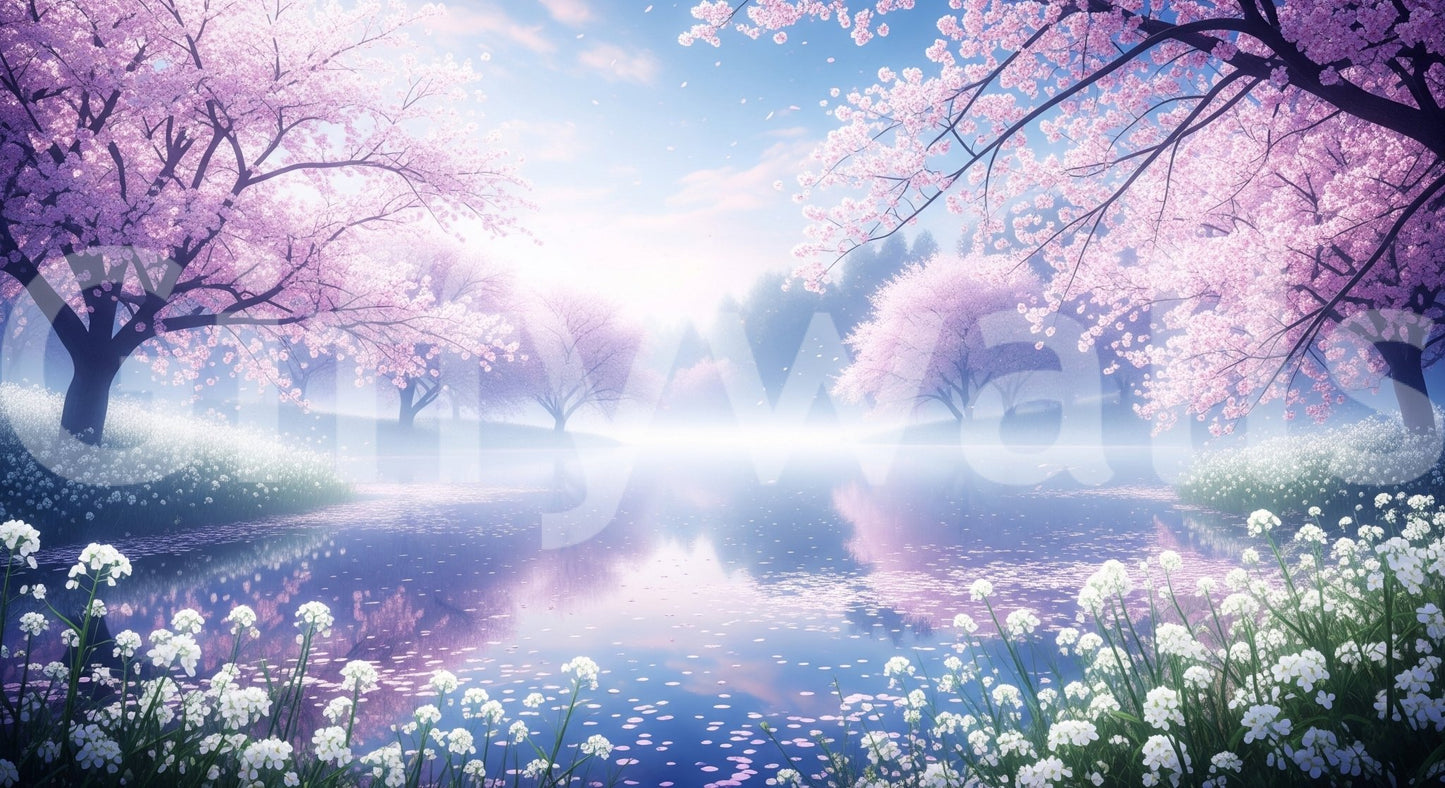 A high-quality serene botanical wall mural for walls.