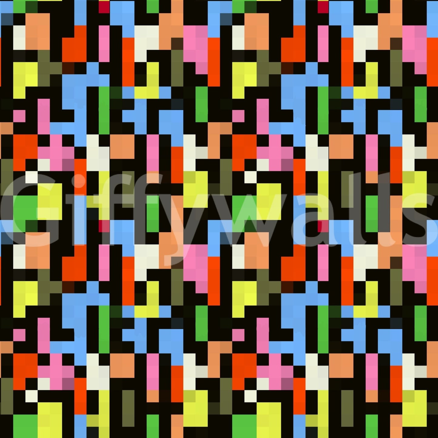 A beautiful modern art wall mural of interlocking shapes.