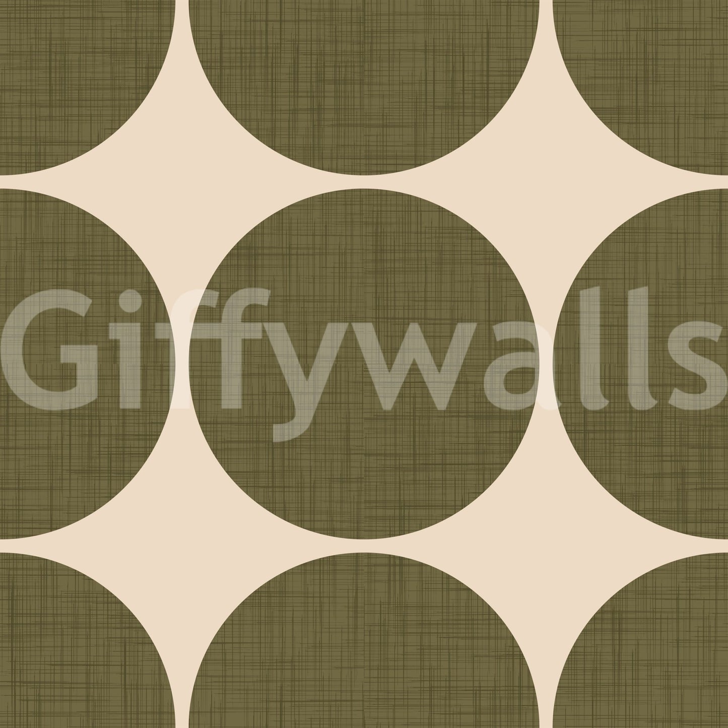Circles in Linen Wallpaper Earthy hues, staggered patina wall mural.