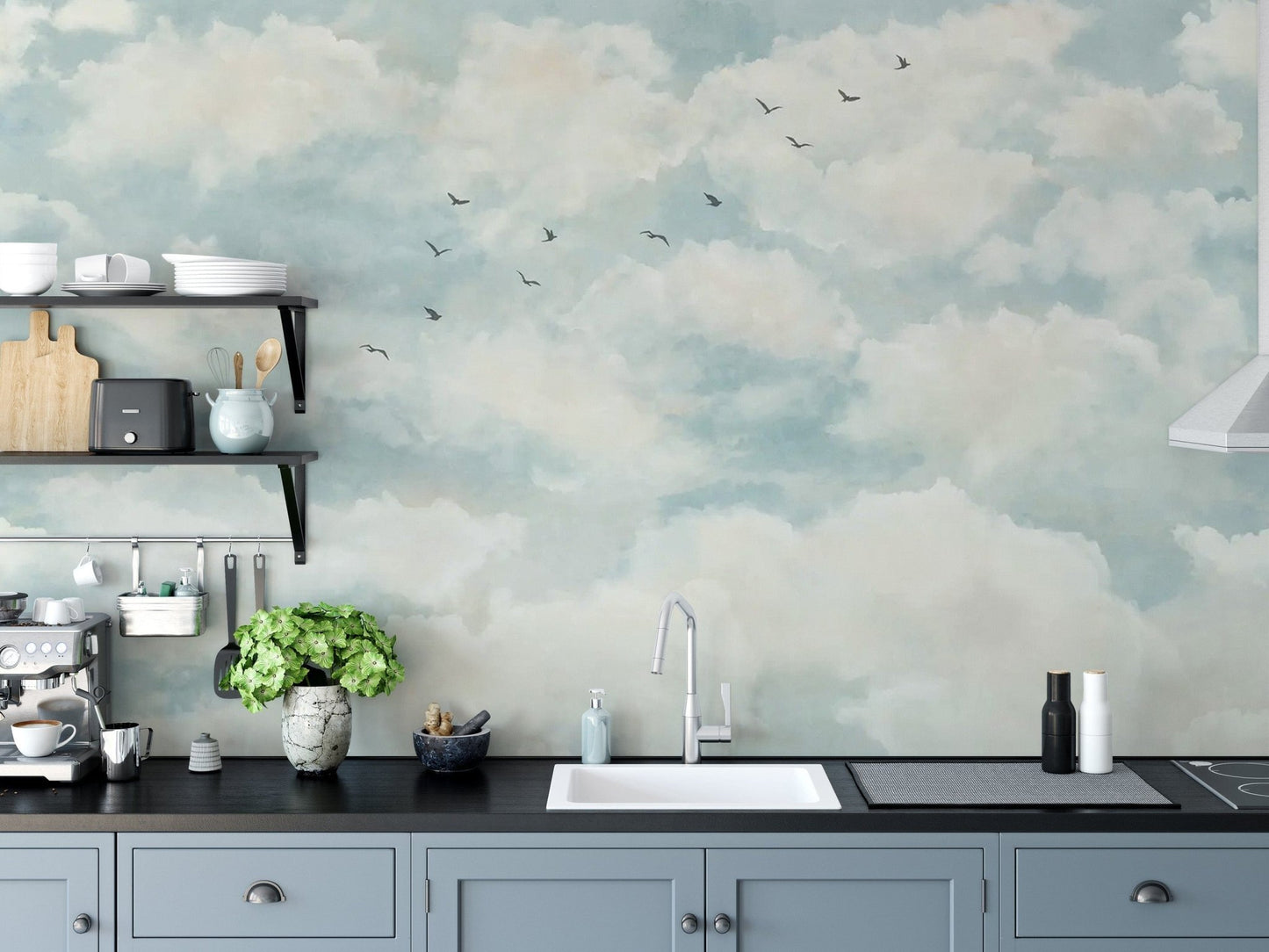 Graceful birds and clouds wall art C535