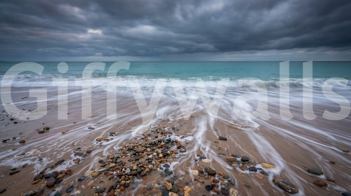 Teal ocean horizon in Coastal Horizon Flow wall mural