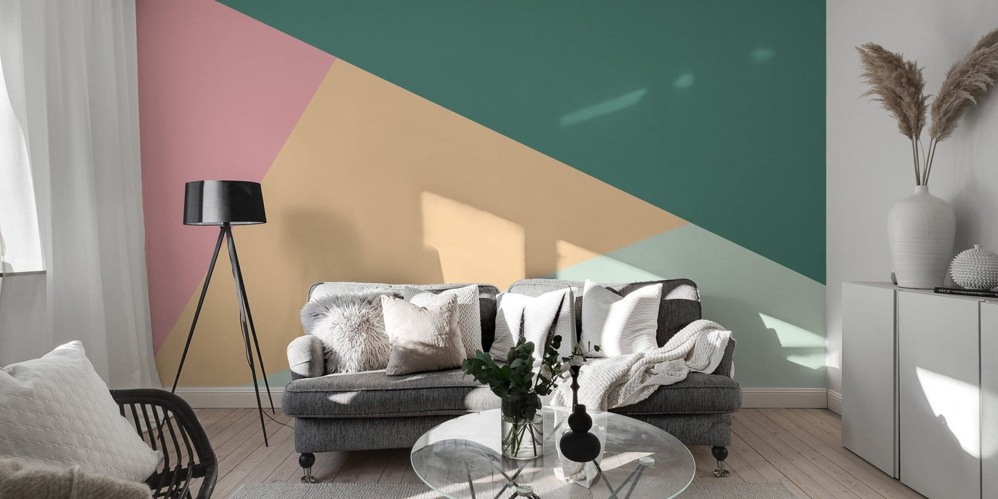 Bright geometric wallpaper with overlapping triangle patterns. abstract-20