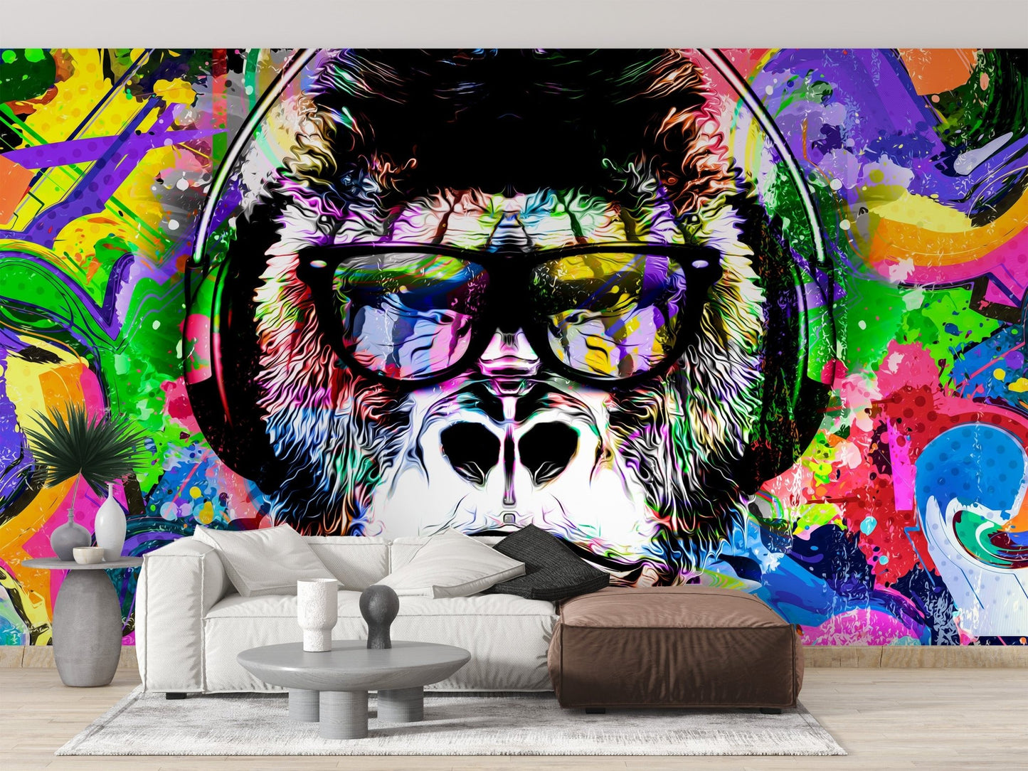 Colorful Monkey Graffiti Wallpaper Mural - Giffywalls, B316
