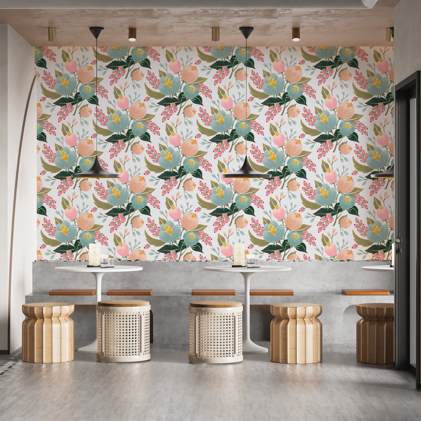 Elegant floral wallpaper with bright tones B084