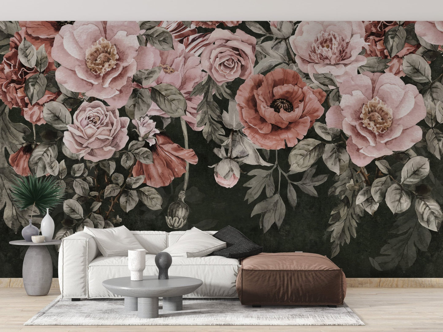 Vintage-inspired floral wallpaper design