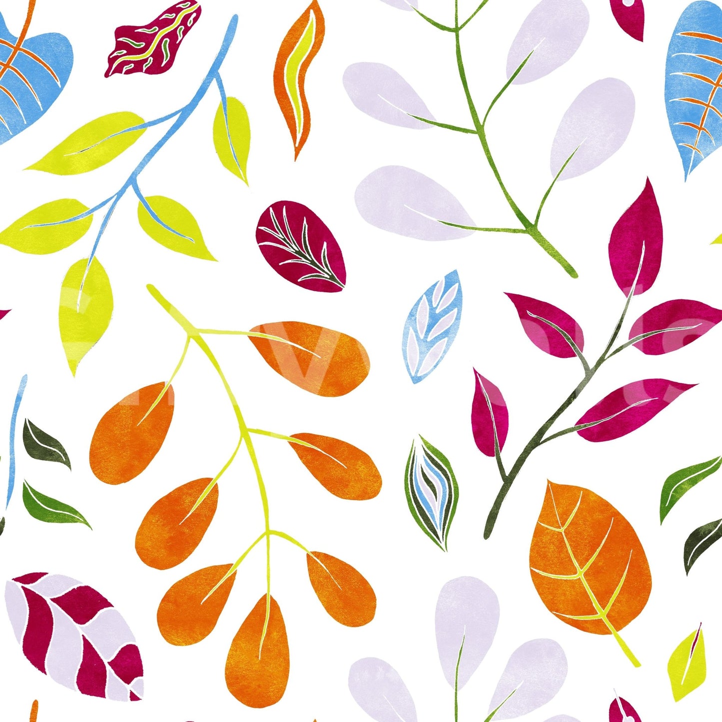 Colorful Wild Garden White Wallpaper