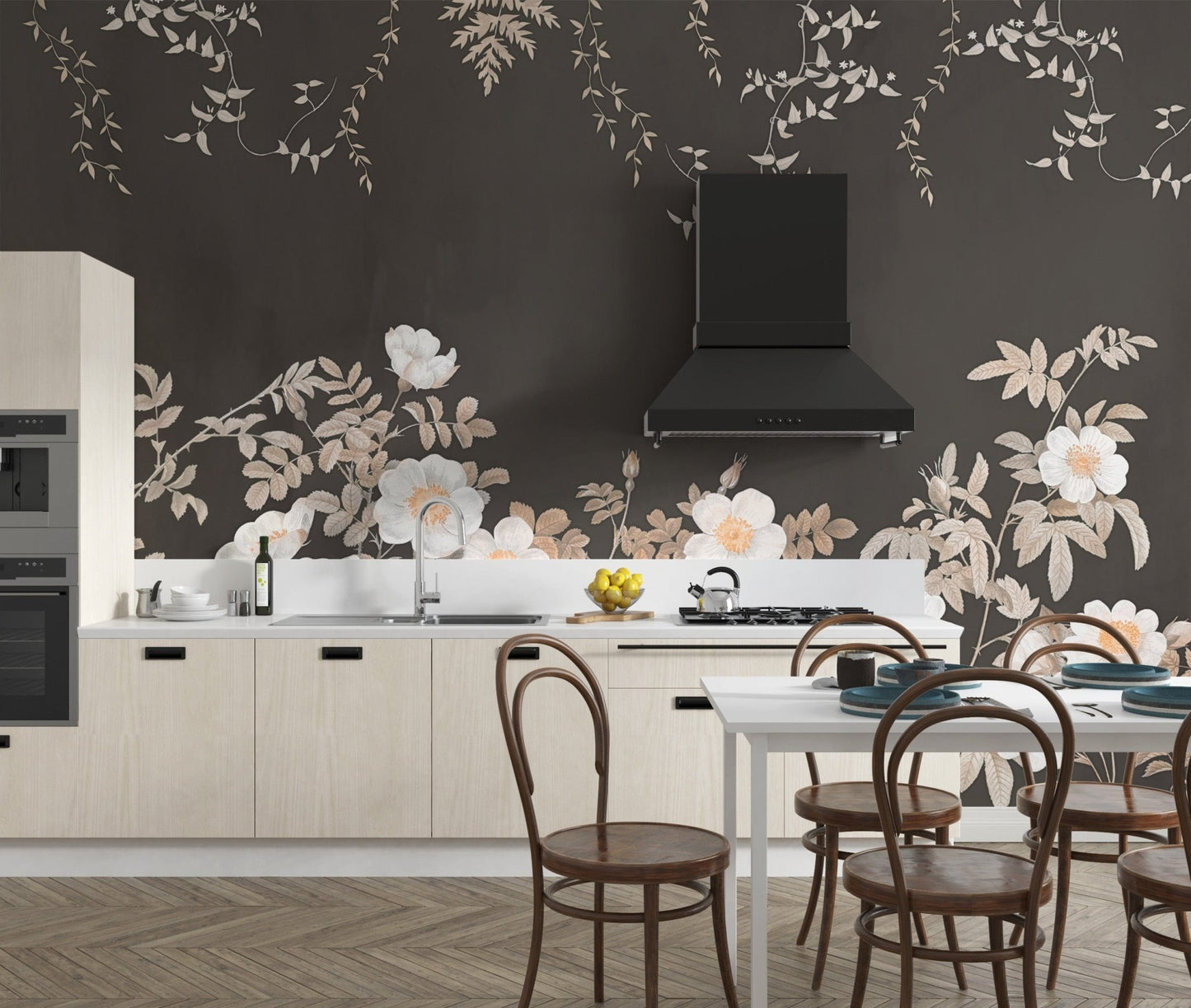 Copper Petal Noir Wall Mural with modern charm, B838